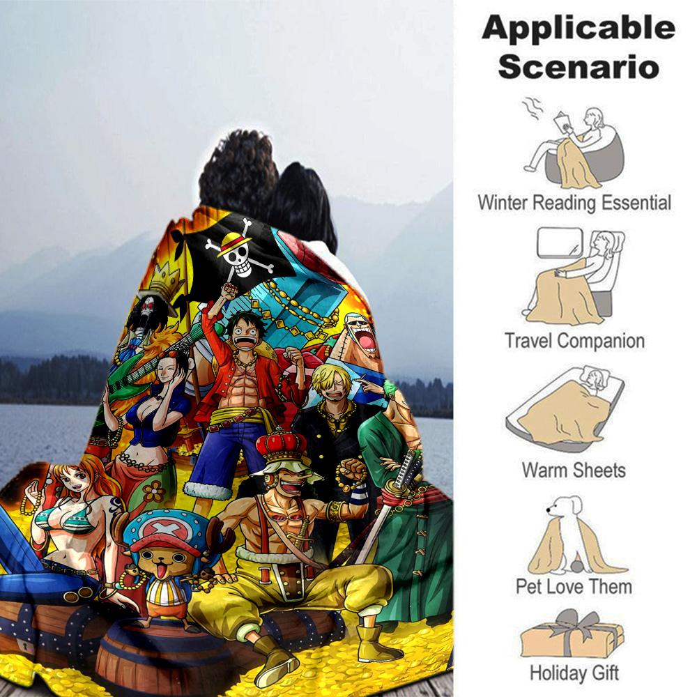 Pirate Adventure Journey Flannel Blanket Super Soft Warm Cozy Blanket For Sofa Bed Office Travel Allseason Home Decor Gift