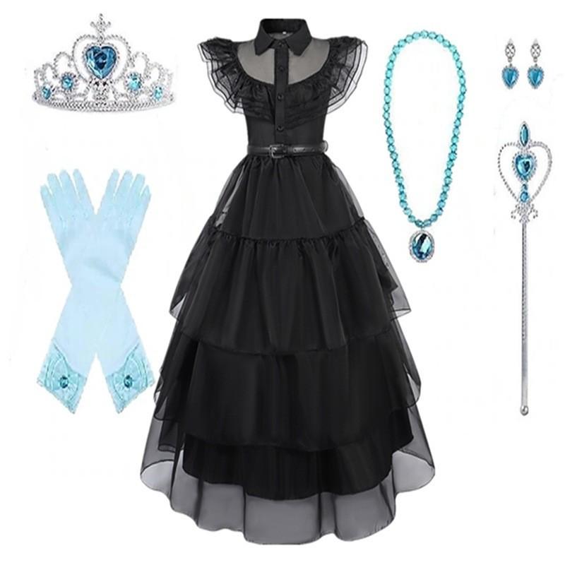 Wednesday Addams Family 2025 Black Princess Dress Halloween Cosplay Costume