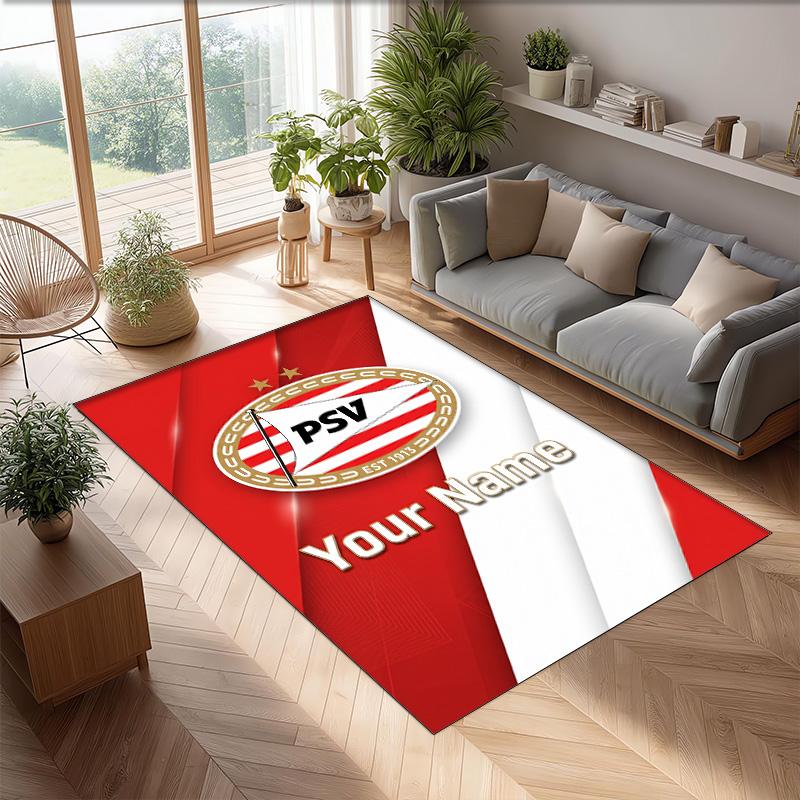 PSV Eindhoven FC Printed Crystal Velvet Rug Non‑Slip Crystal Velvet Carpet For Sofa Bedroom Indoor Home Decoration