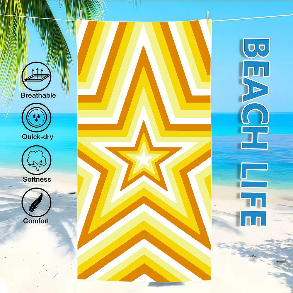 Towel Textile Bathrobe Beach Five-pointed Quick-Drying Lightweight Portable Camping Stars Concentric Swim Colorful Pool Travel