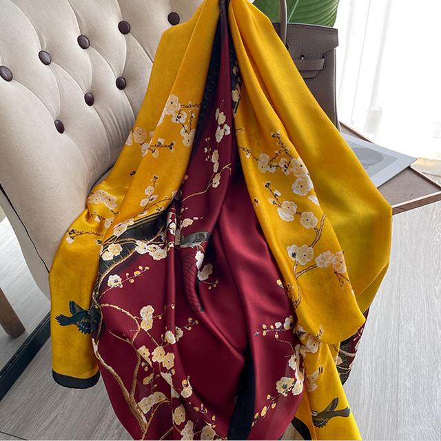 

Розкішний бренд осінь і зима для жінок, новий стиль, мода, відповідний колір, принт, шовковий шарф, жіноча популярна платок, пляжна шаль