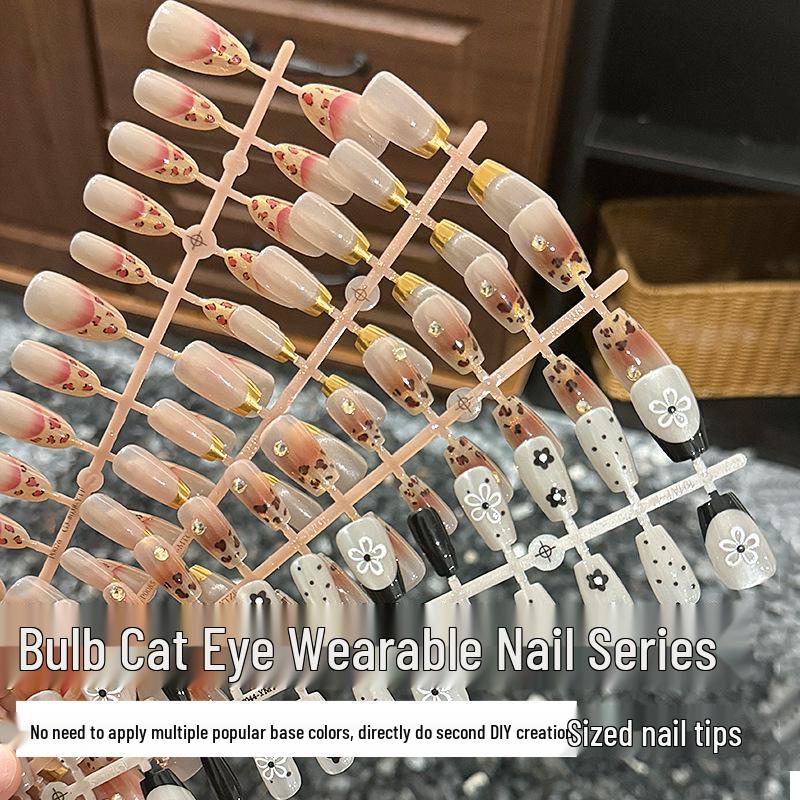 Rhinestone Gradient Blush Mermaid Cat-Eye Camellia Lily Nail Stickers - Set of 30 Pieces