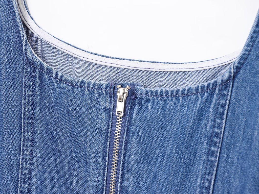 2025 Summer Women's Fashion Flared Hem Denim Dress - European & American Style