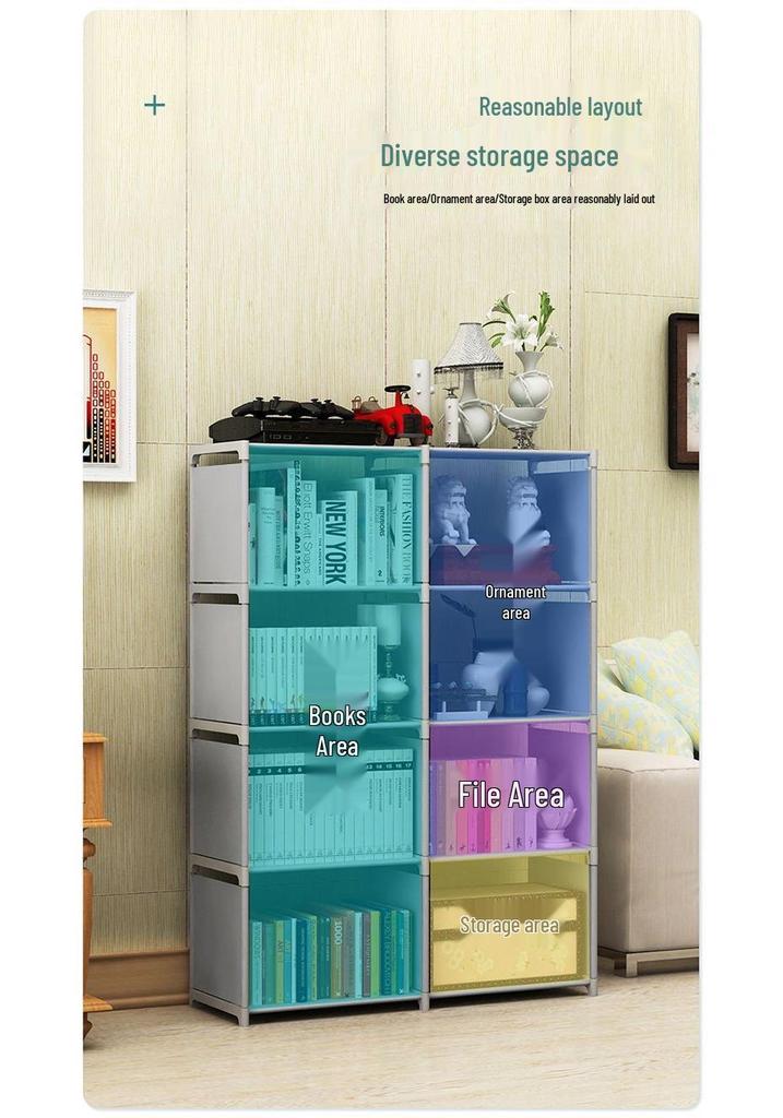 Xiyin Dustproof Wardrobe and Bookshelf Storage Cabinet Combination for Home Bedroom