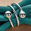 925 Sterling Silver Plated Double Round Head Ring for Women Fashion Wedding Party Charm Jewelry