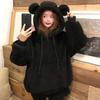 Women's Sweatshirt Autumn and Winter Thickened Velvet Wide Hooded Jacket