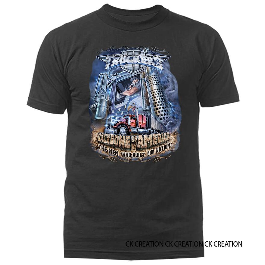 Truckers Backbone of America American Pride Patriot Patriotic Graphic Tshirt Unisex T-Shirt M