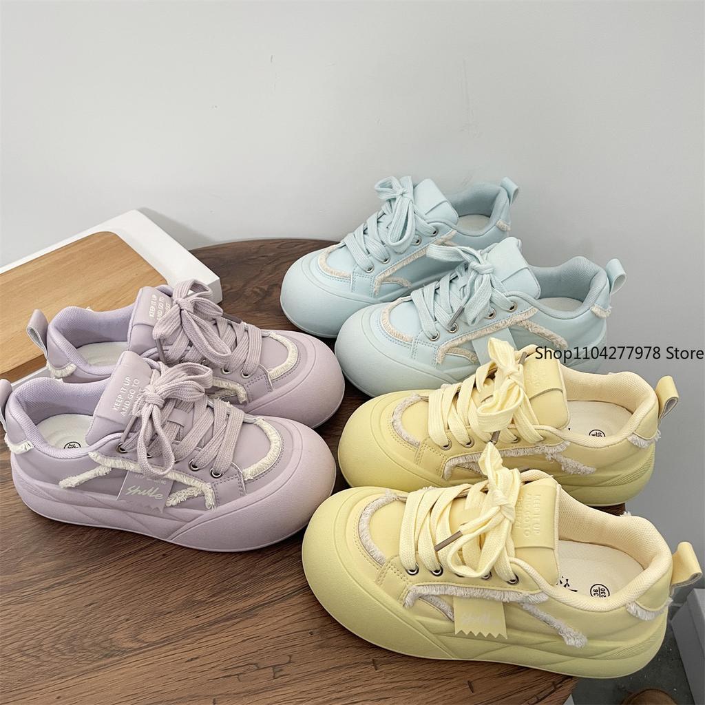 Fashion Women Flat New Wave Platform Sneakers Female Autumn New Round Toe Mixed Colors Women Casual Shoes Comfortable Breathable Loafers