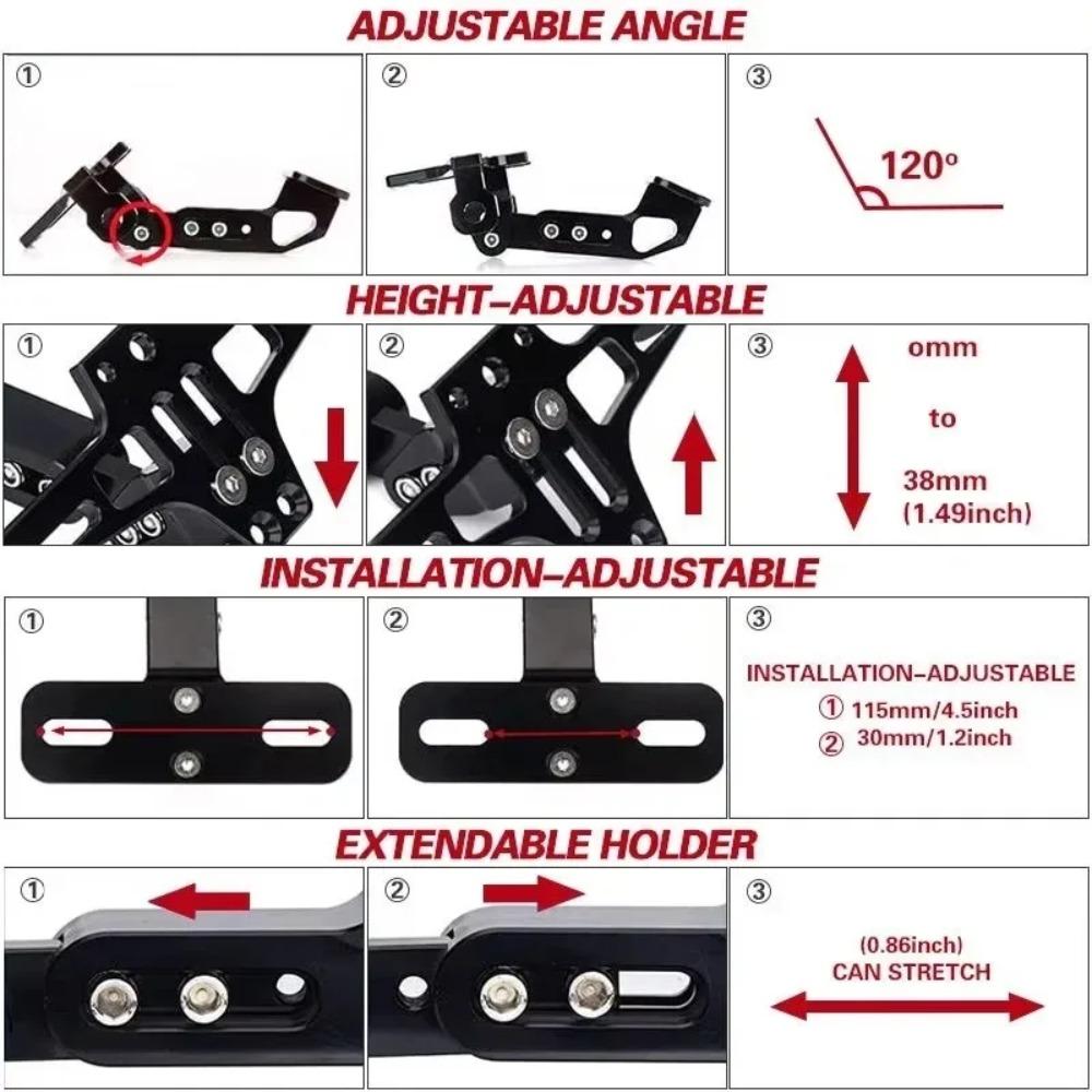 For Yamaha MT07 Kawasaki Z800 Honda for Universal Motorcycle License Plate Holder Number Plate Holder with Turn Signal Lights