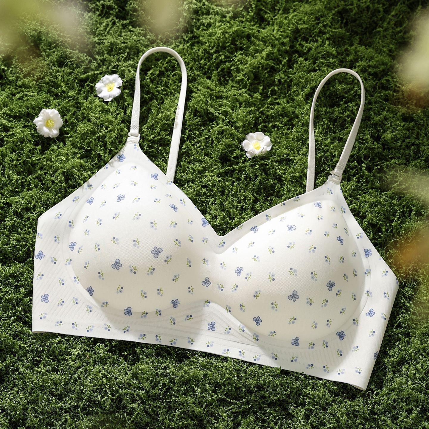 Summer Refresh Floral Seamless Push-Up Underwear with Supportive Fixed Cups and Beautiful U-Back Design 2XL (155-175 lbs)
