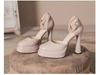 Fashion New Mary Jane High Heels Women's Fashion Round Toe Shallow Mouth One Line with Platform Anti-Slip Wear-Resistant High Heels