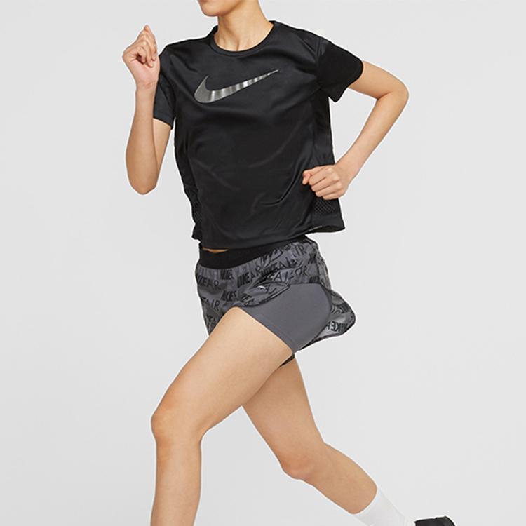 Nike Round Neck Short Sleeve Running T-Shirt Women Tops Black CN5185-010
