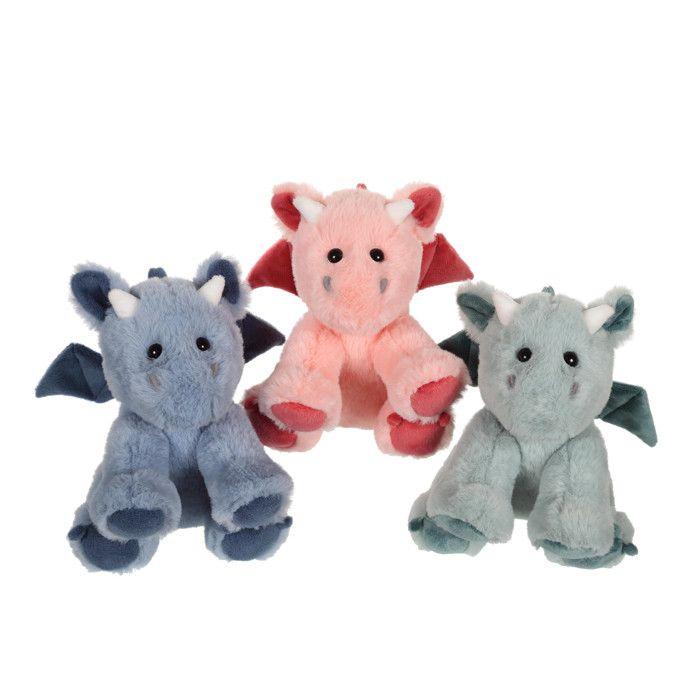 Peluche - peluche dragon trendy rose poudré - 16 cm