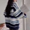 Autumn/Winter Striped Sweater Women's Loose Contrast Knitted Jacket