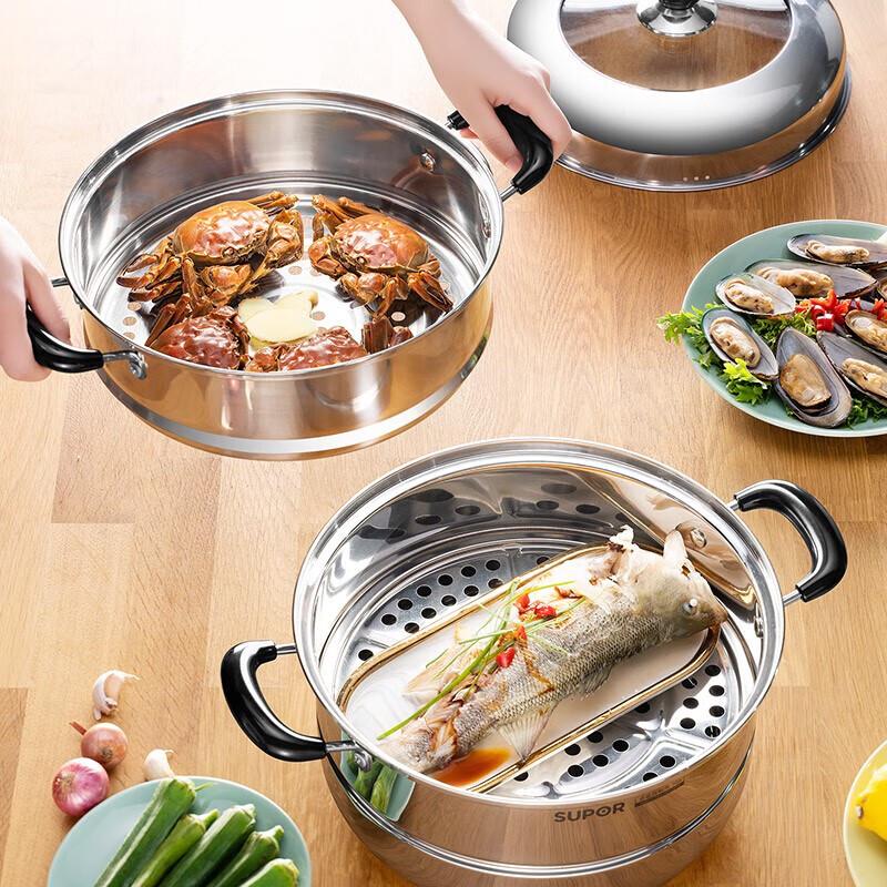 Supor 304 Stainless Steel 2-Tier Steamer & Soup Pot