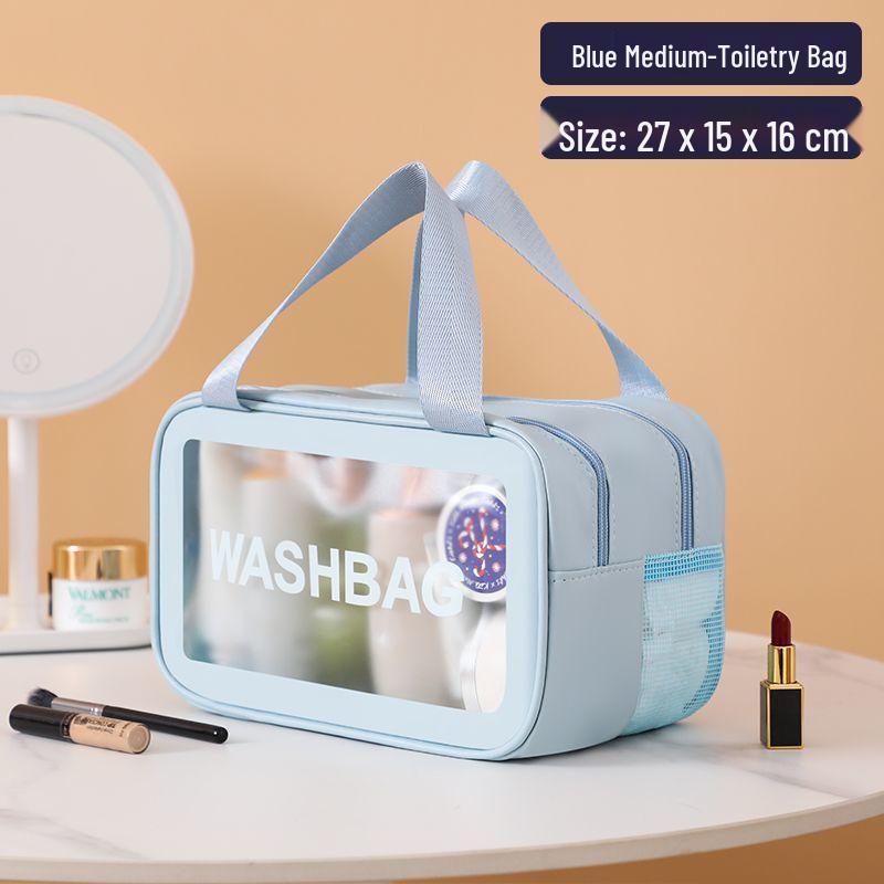 Large Waterproof Frosted Makeup Bag with Wet/Dry Separation, Portable Handheld Design