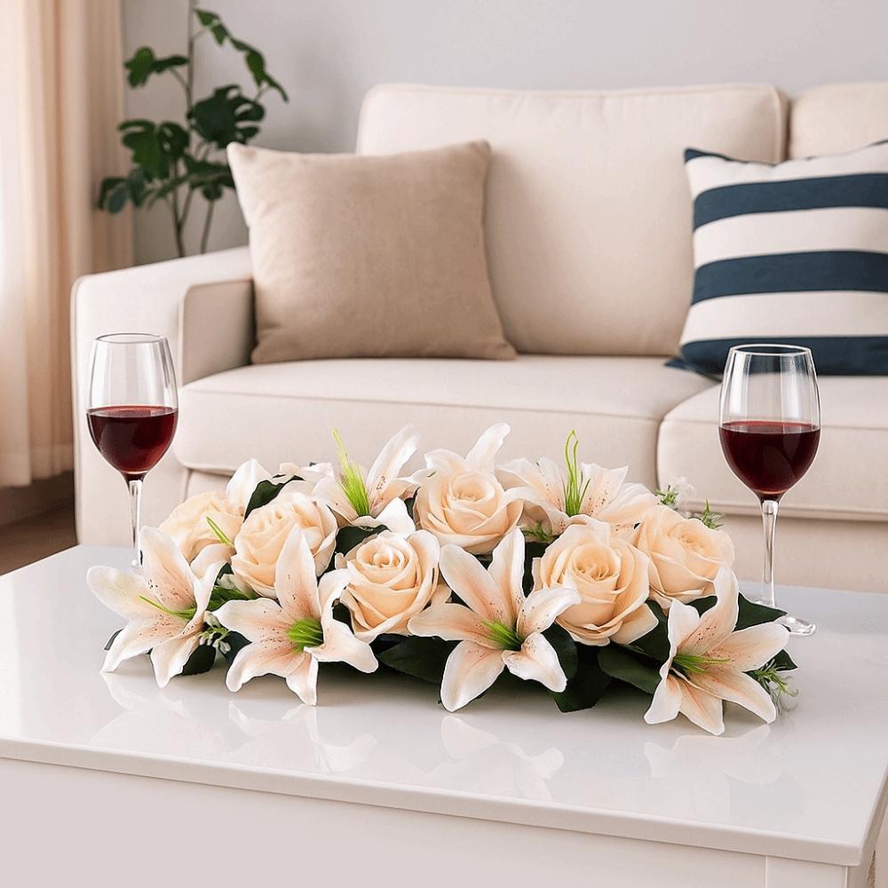 Wall Decor Artificial Flower Simulated Rose Arch Realistic Luxury Wedding Flower Wall Lifelike Stage Floral Table Centerpiece