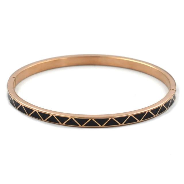 

Женские браслеты с треугольным узором, тонкие золотые браслеты из нержавеющей стали, браслеты оранжевого, синего цвета, ювелирные изделия с эмалью 60mm