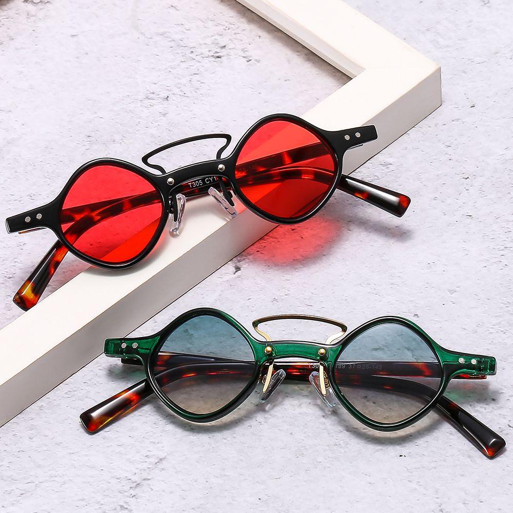 Bai Fen Bai Electronic 3C Women's New Hippie Small Round Square Sunglasses Men Retro Steam Punk Glasses Vintage Gradient Driving Glasses Uv400