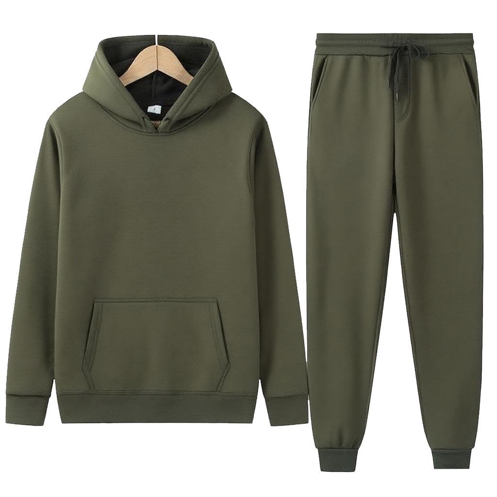 Unisex Thick Winter-Autumn Sportswear: Hooded Sweatshirt + Sweatpants Set