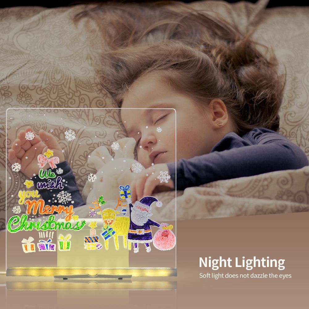 Acrylic Night Light Whiteboard: USB Holiday Decorative Children's Drawing Display