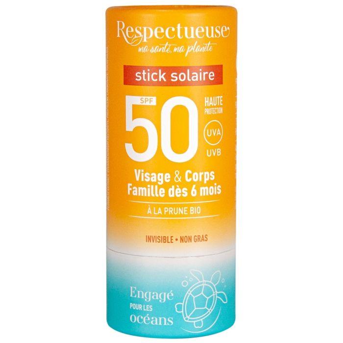 Respectueuse Stick Solaire SPF50 Visage et Corps 18 g