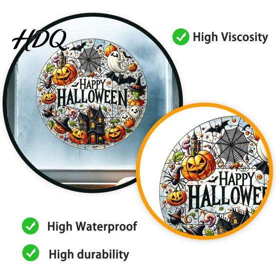 Halloween Party Favors Stained Glass Style Static Window Clings Waterproof PVC Pumpkin Ghost Bat Indoor Outdoor Decorations Haunted House Decals