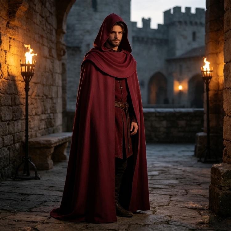 Renaissances Cloak Halloween Medieval Costume Cosplay Hooded Cape for Kids Adult Thin Cape Cloak Gifts