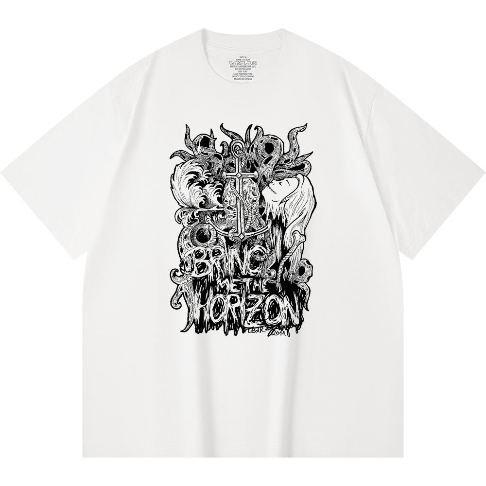 230 Gsm 100% Cotton Heavy Metal T-Shirt Rock Band Popular Music Print Unisex Heavy Cotton T Shirt