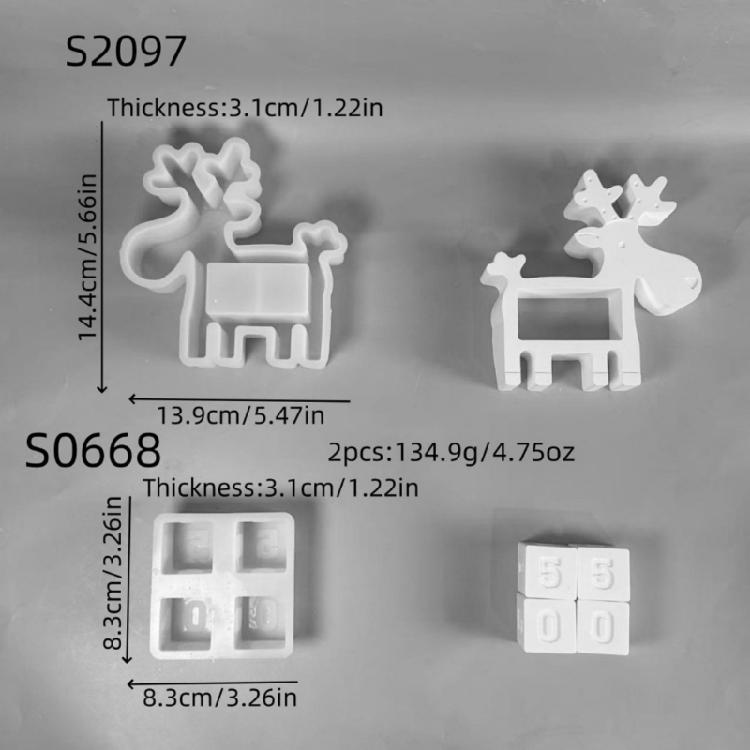 Christmas Silicone Resin Molds Christmas Reindeers Countdowns Calendar Mold Plasters Ornament Mold for Diys Home Decors