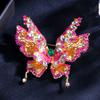Versatile Double Wing Rhinestones Butterfly Lapel Pin Stainless Alloy Brooch Charm For Dresses Coats And Blouses