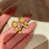 Vintage Starry Sky Sparkling Diamonds Brushed Flower Earrings for Women Unique Beautiful Exquisite Earring Wedding Jewelry Gifts