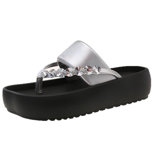 Fairy Wind Beach Clip Toe Slippers Female Summer Wear 2025 New Thick-soled Heightening Flip-flops Beautiful Cool Slippers