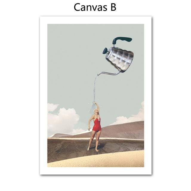 Abstraktní Severská velryba Kouzelná konvice Potápění Víno Taneční stěna Umělecká reprodukce Plakát Obraz na plátně Domácí dekorace Obrazy do obývacího pokoje