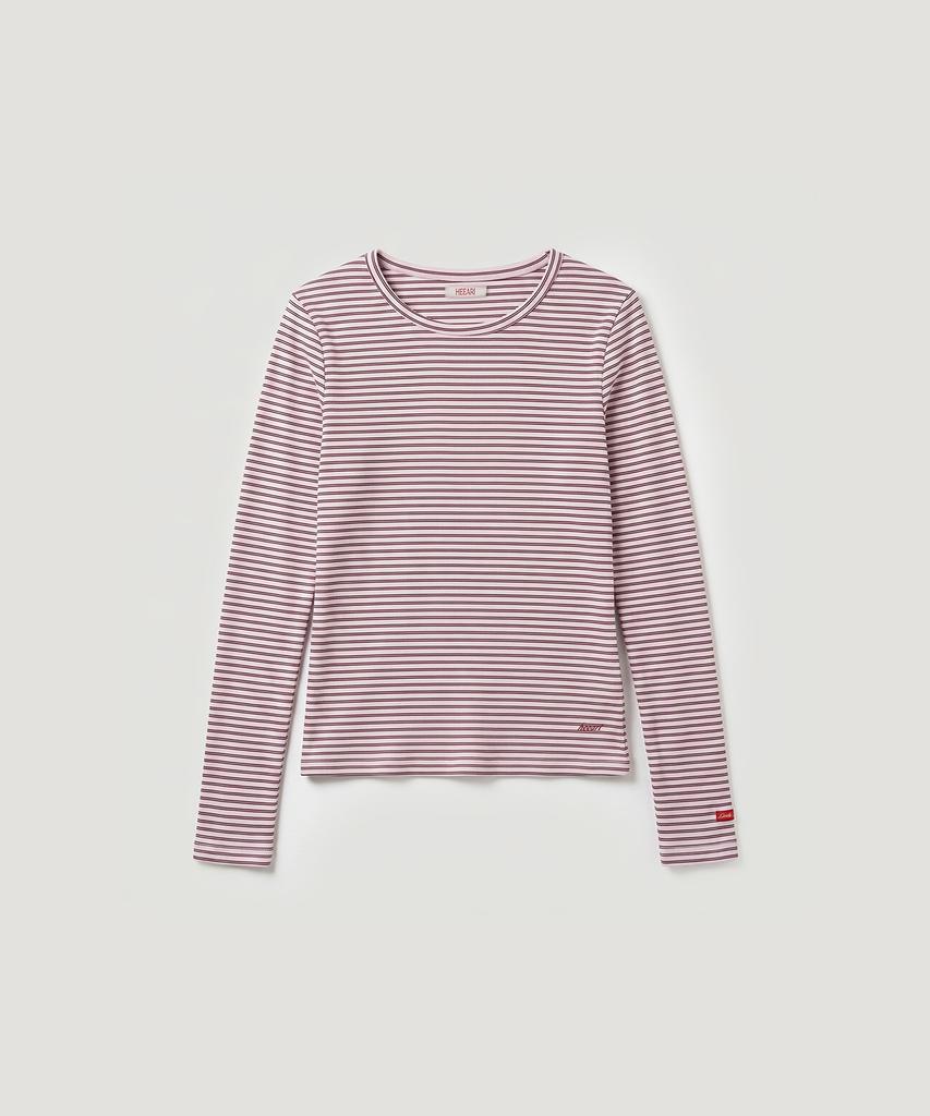 HEEARI Jane Basic Ribbed Long Sleeve_Pink Stripe