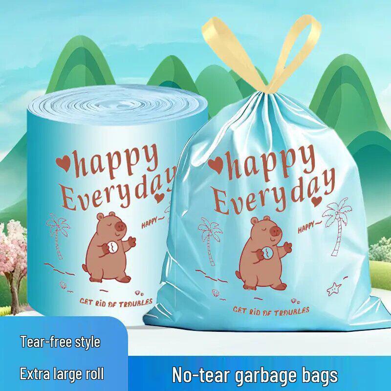 Shin-chan Extra Thick Drawstring Kitchen Trash Bags - Large, Durable, and Handheld