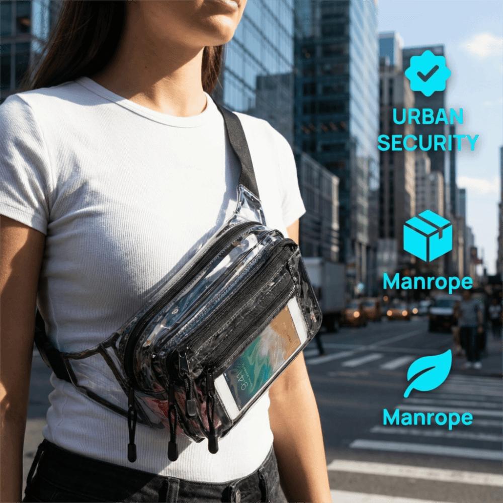 Portable PVC Transparent Waist Bag Multi layer Clear Phone Crossbody Bag Black Waterproof Chest Bag Fishing