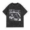 Retro Acid Washed Oversized Streetwear Graphic T-Shirt Featuring Anthropomorphic Gangster Mob Cats In Urban Retro Crime Car Scene