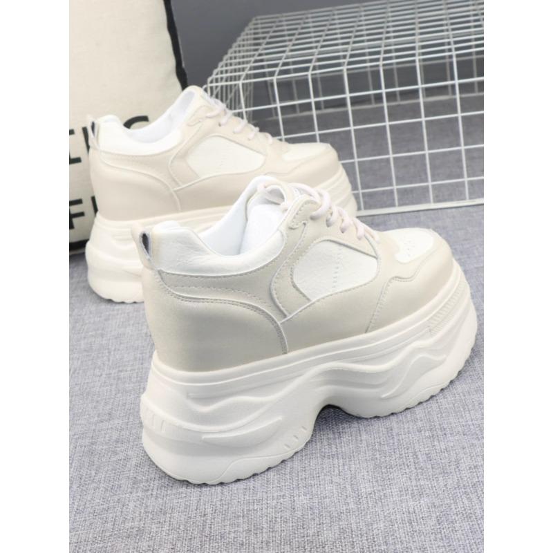 Fashion 12CM Cow Suede Genuine Leather Women Vulcanized Shoes Platform Wedge Skate Boarding High Brand Heels Casual Summer Shoes