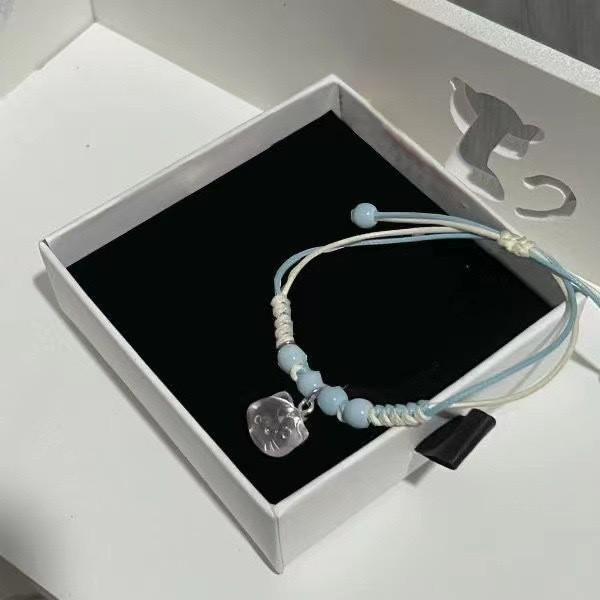 

Кошачьи Милые Браслеты Ручной Работы Для Женщин Со Сладкой Эстетикой в Нежно-Розовом и Голубом Идеальны для Модных Аксессуаров синий