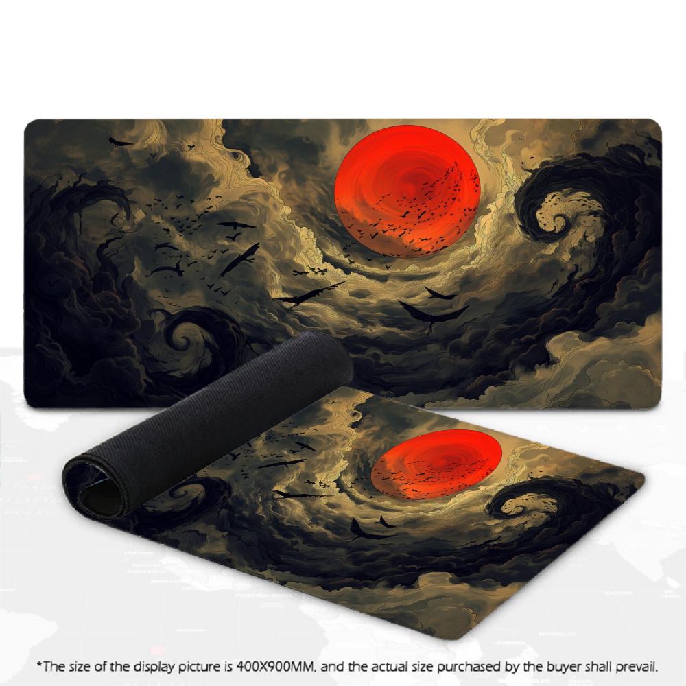 Large Ukiyo‑e Big Wave Red Sun Mousepad XXL Deskmat Non‑Slip Rubber Game Mouse Mat Computer Keyboard Mats Gamer Accessories