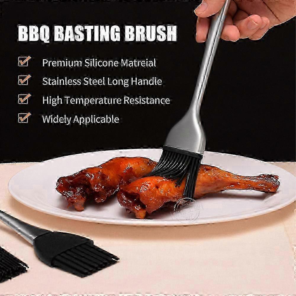 Silicone Basting Brush with Stainless Steel Handle for BBQ Grill Cooking Heat Resistant Pastry Tool Long Baking Brush for Sauce Application