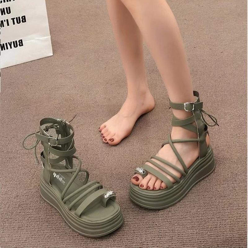 Sommer 2026 Neue sportliche Strandsandalen mit Riemen, vielseitiger dicker Sohle und hohem Schaft für Damen