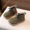 Autumn  Baby Short Boots Girls  High-top Leather Boots Boys Anti-slip Retro Cotton Boots