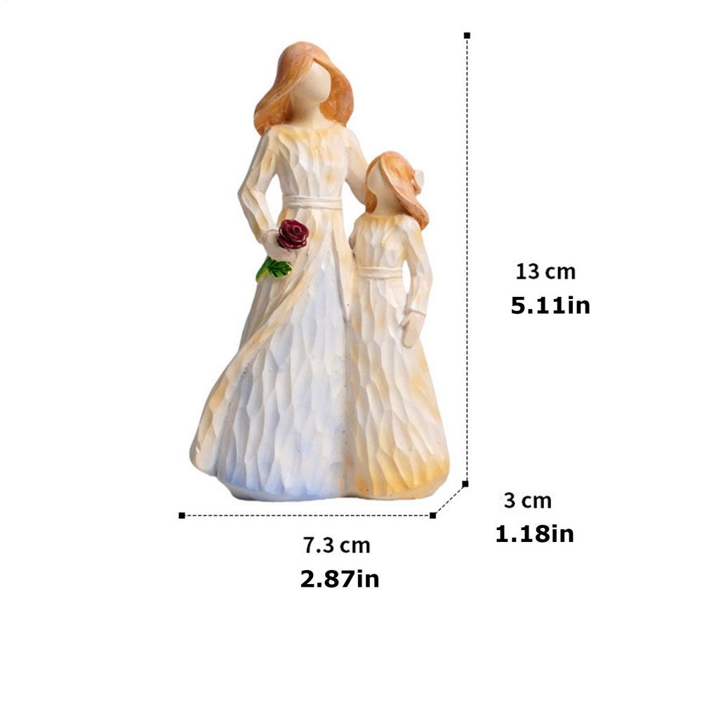 Mother Daughter Figurines Resin Parents And Children Sculpture Decoration Family Theme Hand-Painted Couple Statues Home Decor