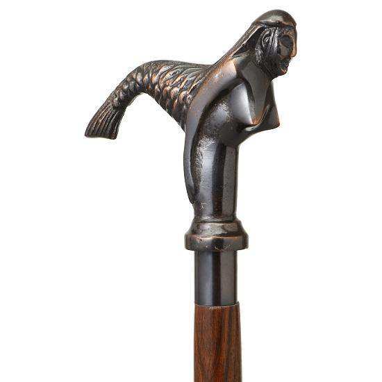 

Деревянная трость для женщин и мужчин.. Красивая старинная трость с головой русалки.