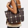 Coach City 33 Plaid Print Logo Large Capacity Coated Canvas And Leather Tote Bag Women Tote Bags Brown CM162-IMBMC