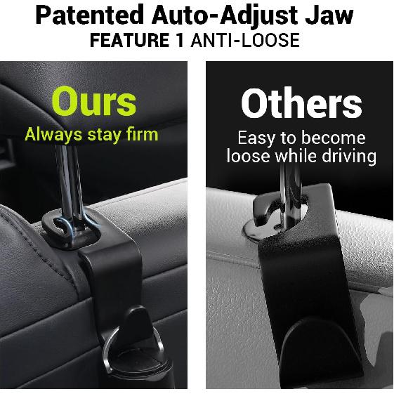 Car Seat Headrest Hook 4 Pack,Purse Holder Hook For Car Organizers And Storage,Car Organization Accessories For Women Road Trip Essentials,Long