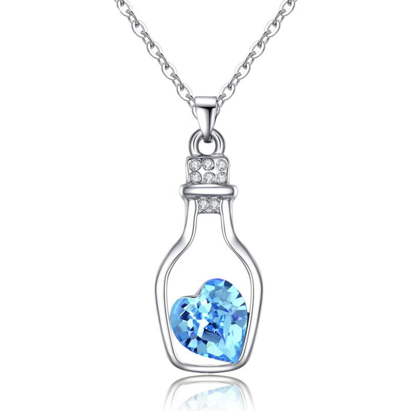 1Pcs Trendy Chains Necklace Popular Love Drift Bottles Pendant Necklace Heart Crystal Pendants Colar Fashion Jewelry NB712