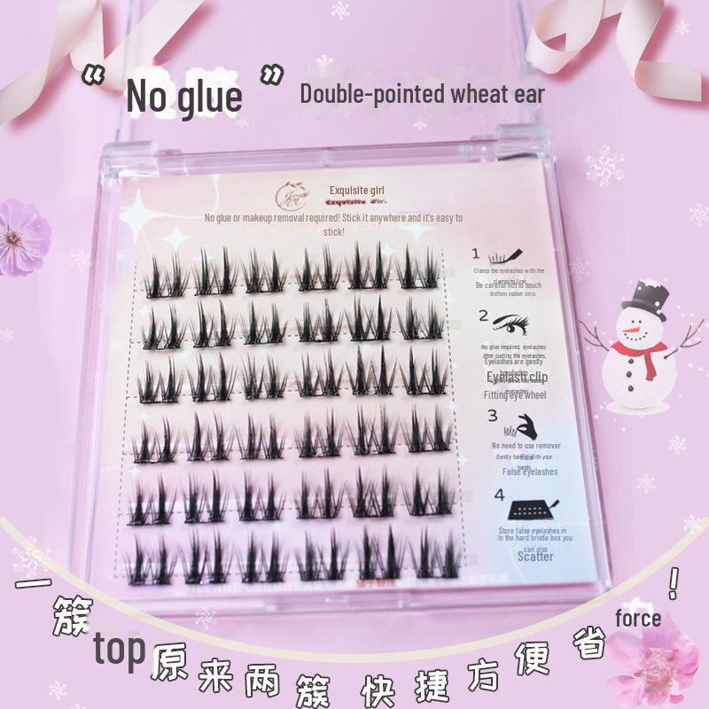 Exquisite Double Spire Spike False Eyelashes: No-Glue, Easy-Removal, Perfect for Beginners